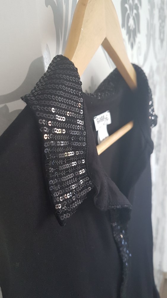 Ärmellose Bluse mit Pailletten Schwarz