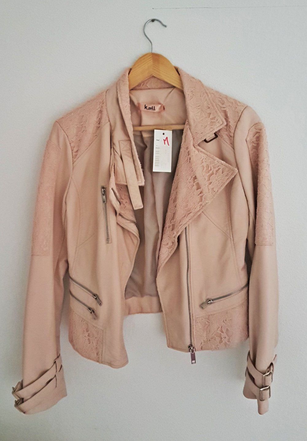 NEU - Rosa Lederjacke mit Spitze