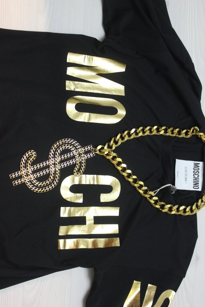 Neu Moschino Couture T-Shirt Dollar Kette Chain Top Shirt Blogger Statement