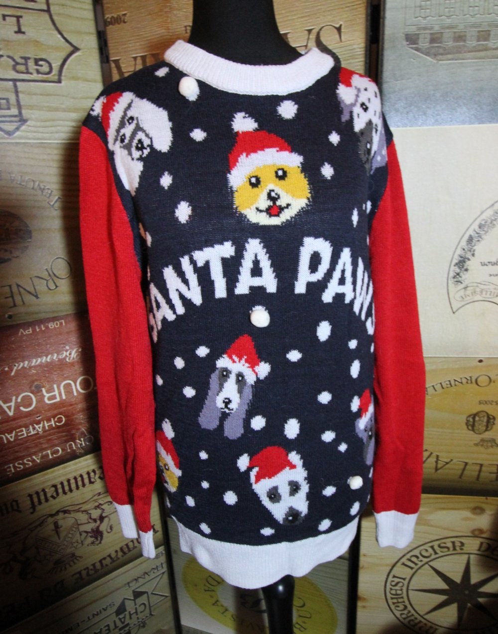 Weihnachtspulli Weihnachtspullover Santa Paws Hunde Animal xmas Herbst Winter