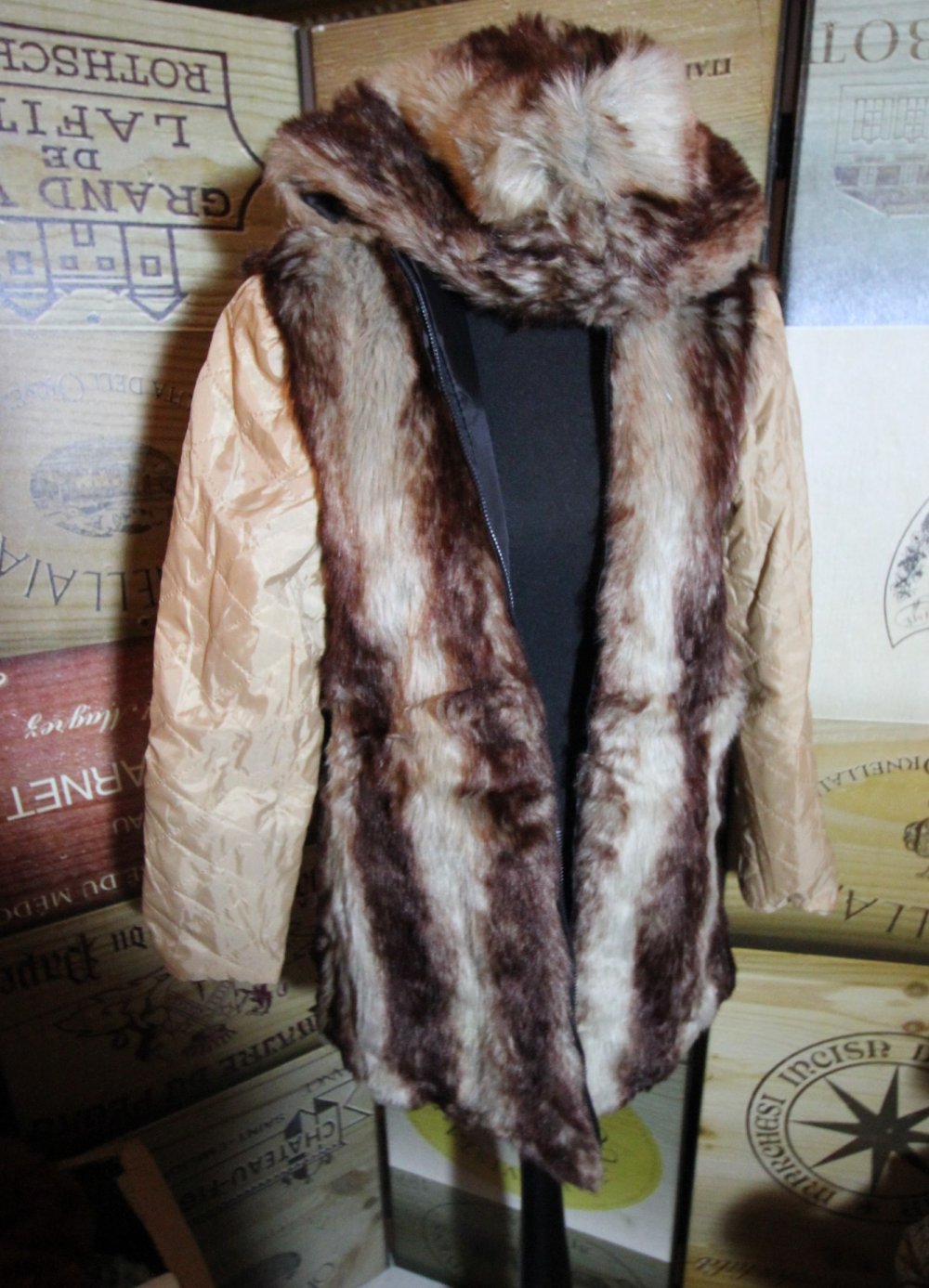 Jacke Longjacke Kunstfell Kunstpelz Faux Fur Kapuze Herbst chic Blogger