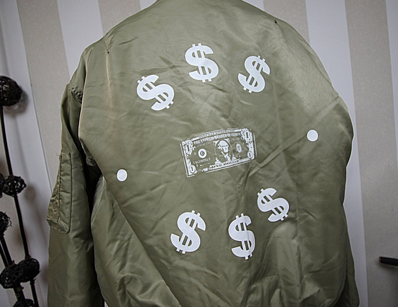 Bomberjacke Dollar Zeichen Cash Hip Hop Rap Statement Hipster Herbst Jacke Trend