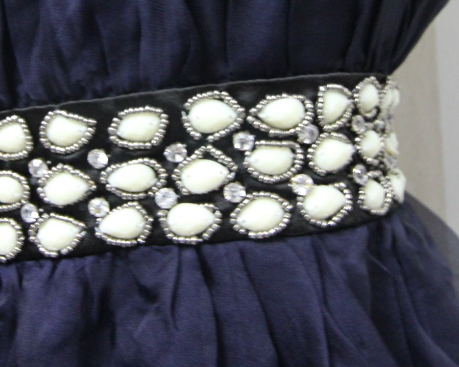 Club L Abendkleid Party Cocktailkleid Strass silvester weihnachten Nieten One Shoulder Schleife Band