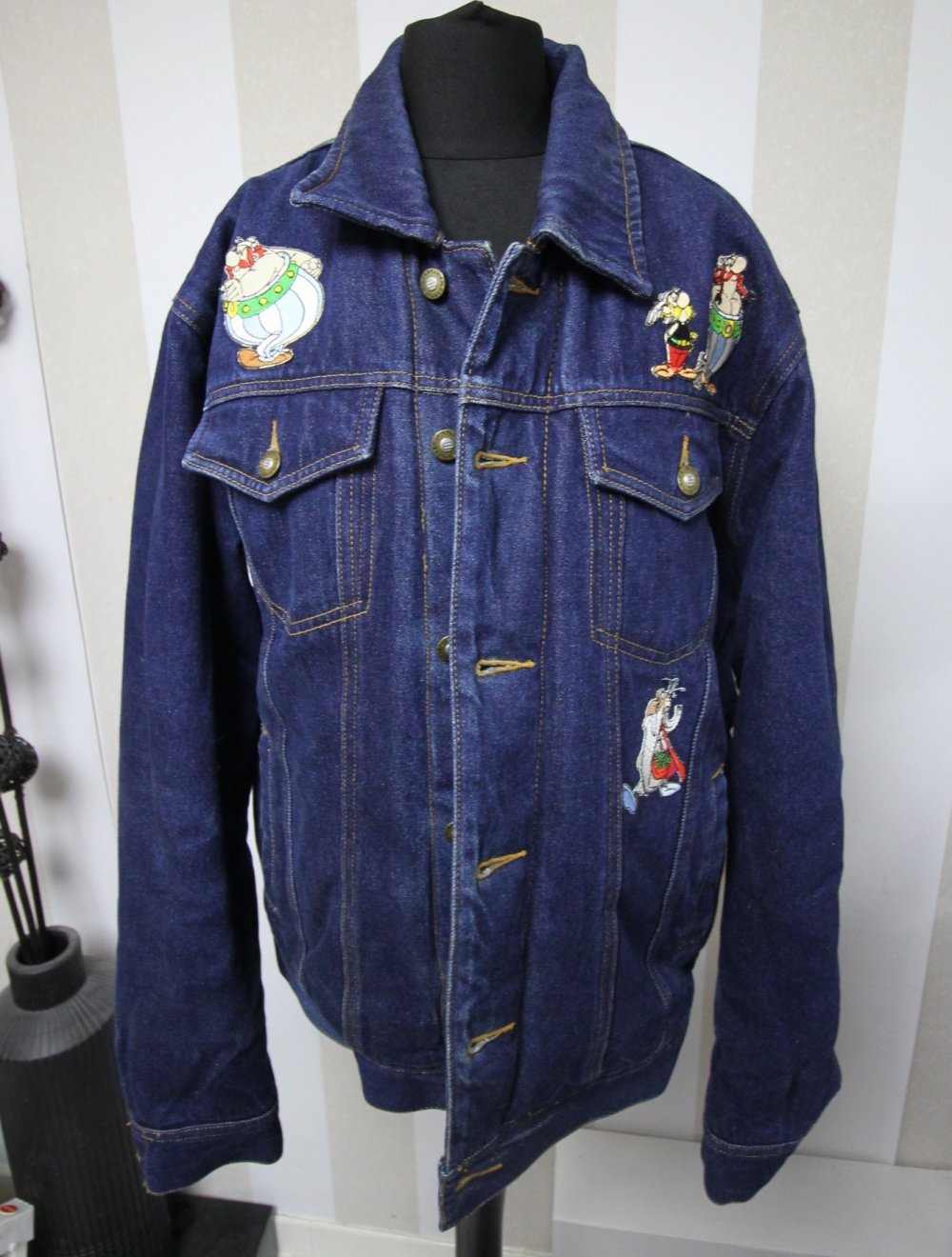 Jeansjacke Asterix Obelix Statement Blogger Vintage Herbst Winter unisex