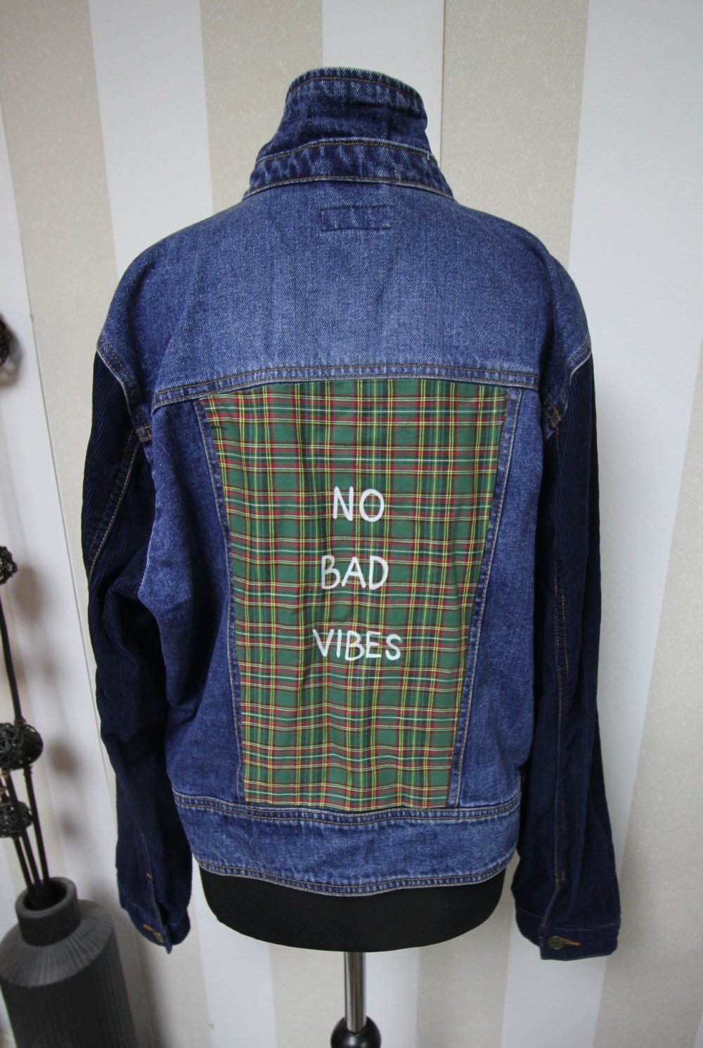 Jeansjacke Statement Blogger Hipster No Bad Vibes