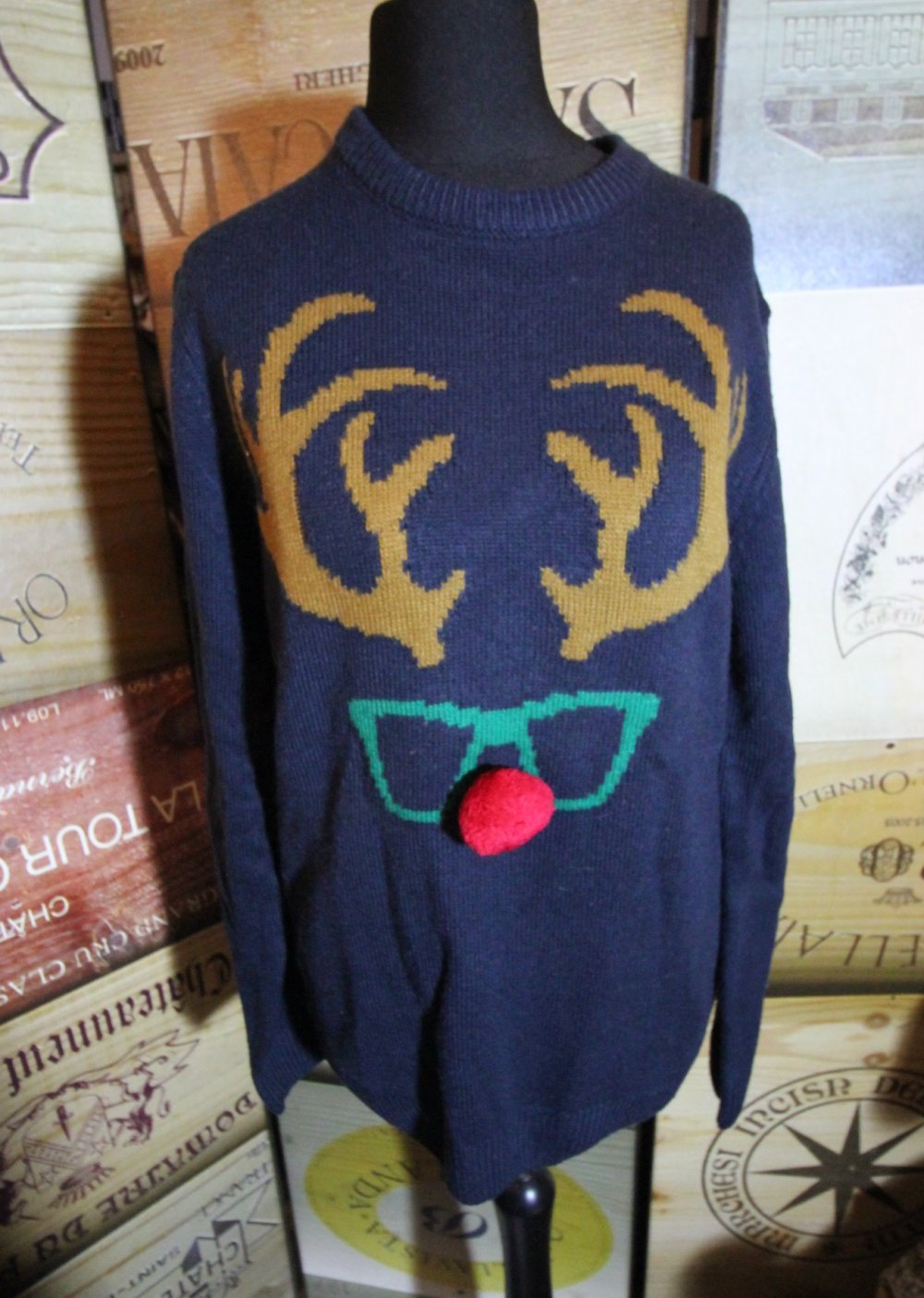 Weihnachtspullover Weihnachtspulli rentier Pom Pom Bommel Strickpulli Herbst Winter