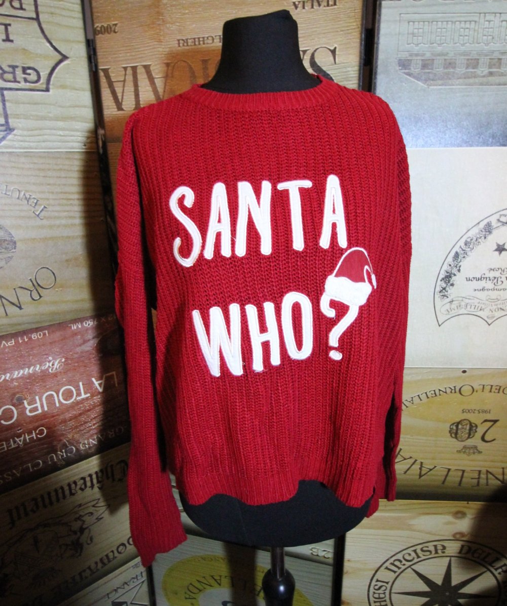 Pullover Santa Who Strickpulli Weihnachtspulli xmas Weihnachtspullover Herbst Winter