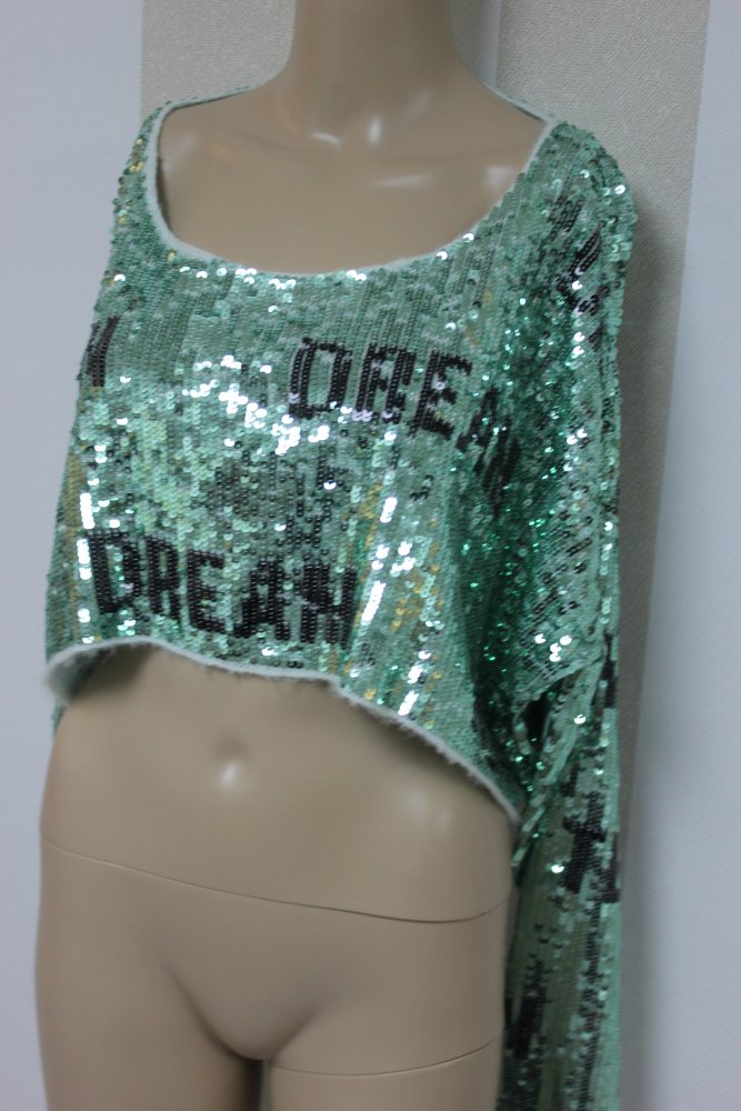 Neu Wildfox Teen Dream Pailletten Crop Pullover Statement Blogger Designer