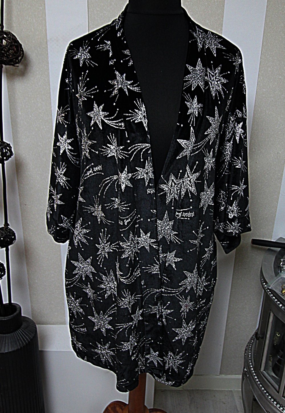 Neu Victoria´s Secret Kimono Mantel Jacke Sterne glitzer bademantel Samt