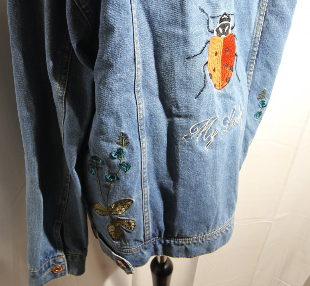Mango Denim Tees Jeansjacke Marienkäfer Animal Blumen Flowers