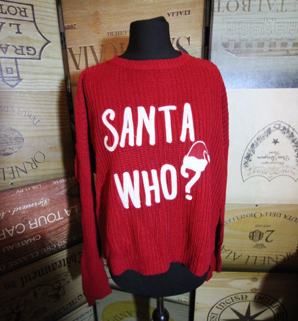 Pullover Santa Who Strickpulli Weihnachtspulli xmas Weihnachtspullover Herbst Winter
