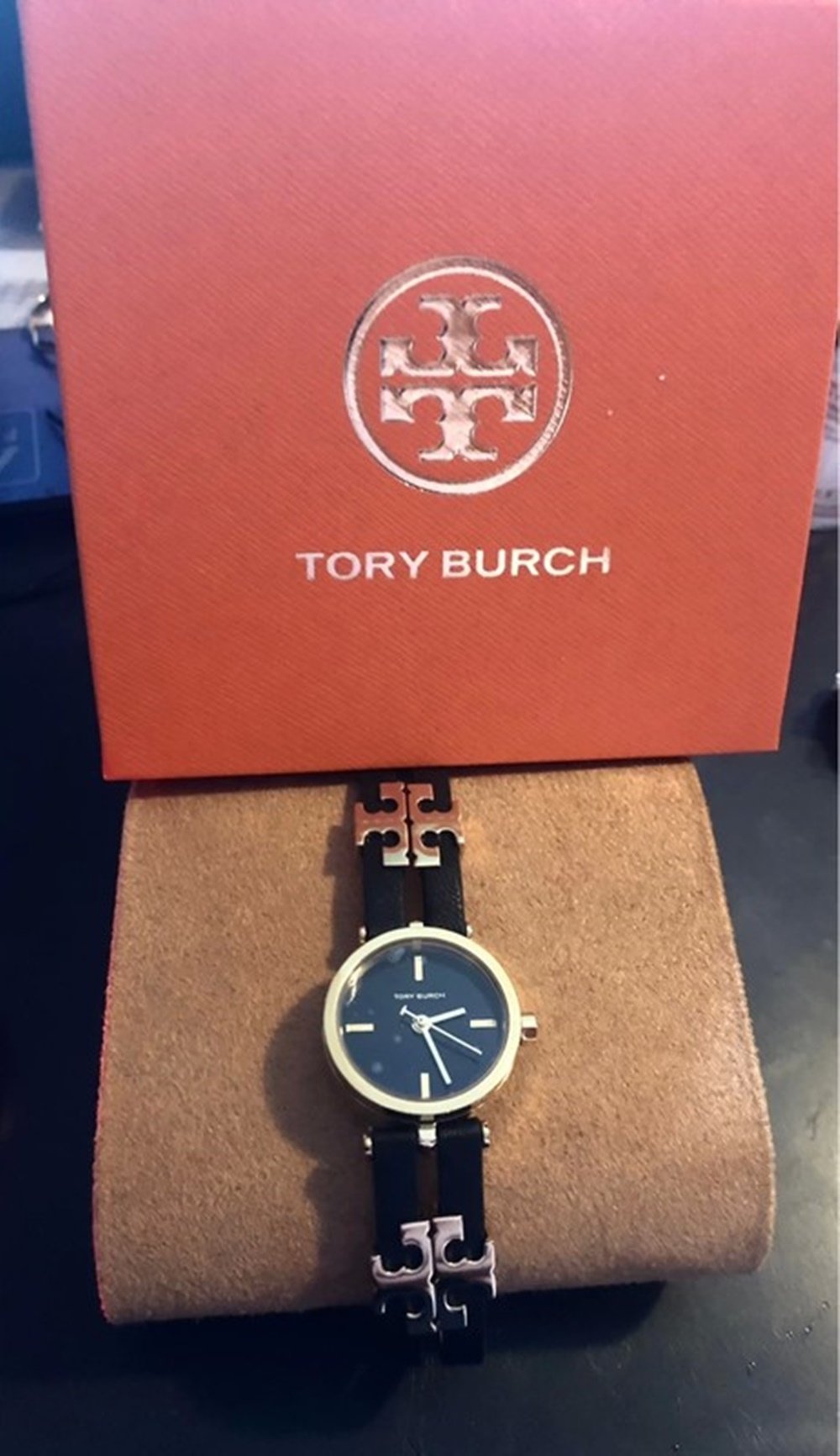 NEU TORY BURCH DESIGNER UHR ARMBAND SCHWARZ / GOLD