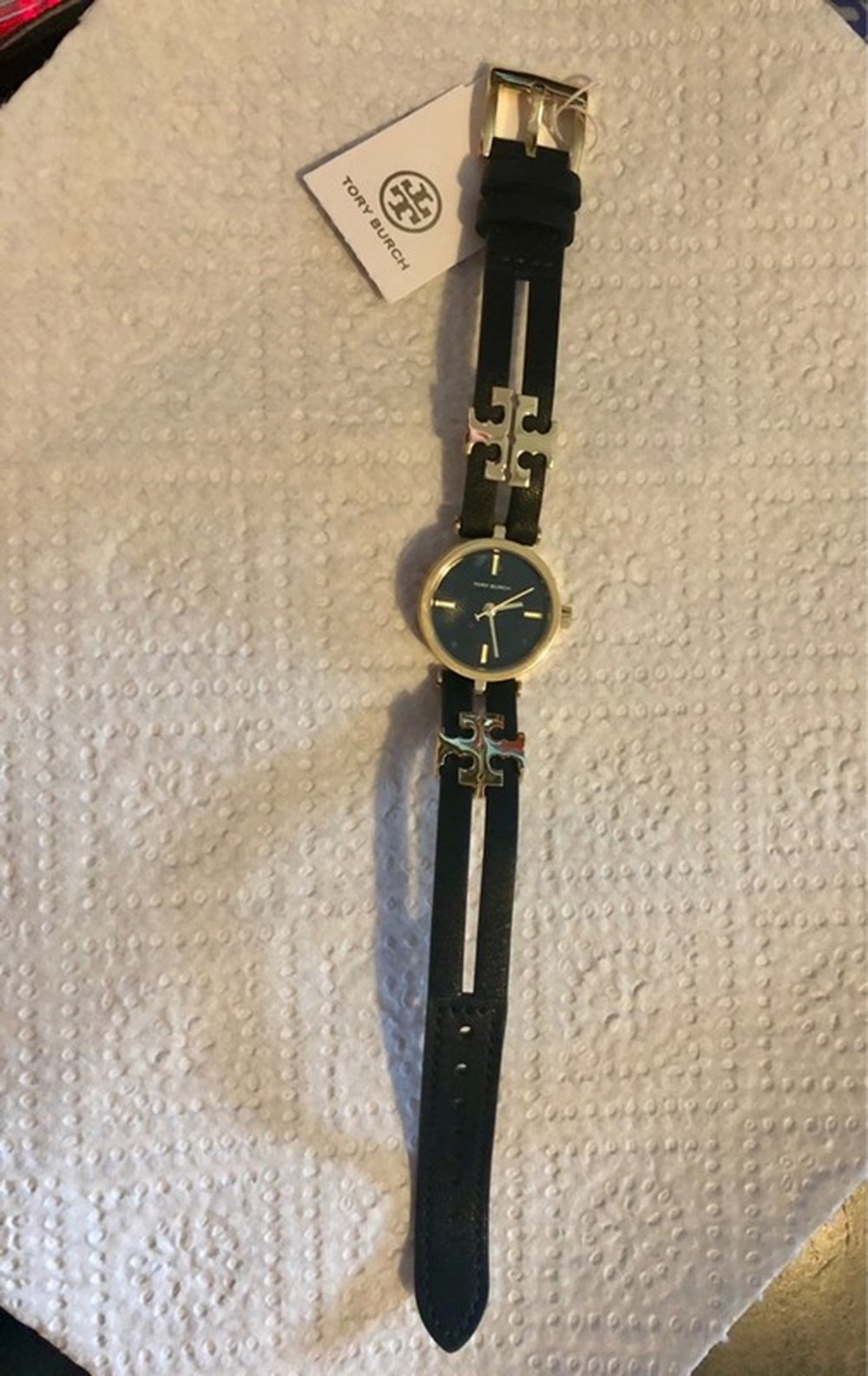 NEU TORY BURCH DESIGNER UHR ARMBAND SCHWARZ / GOLD