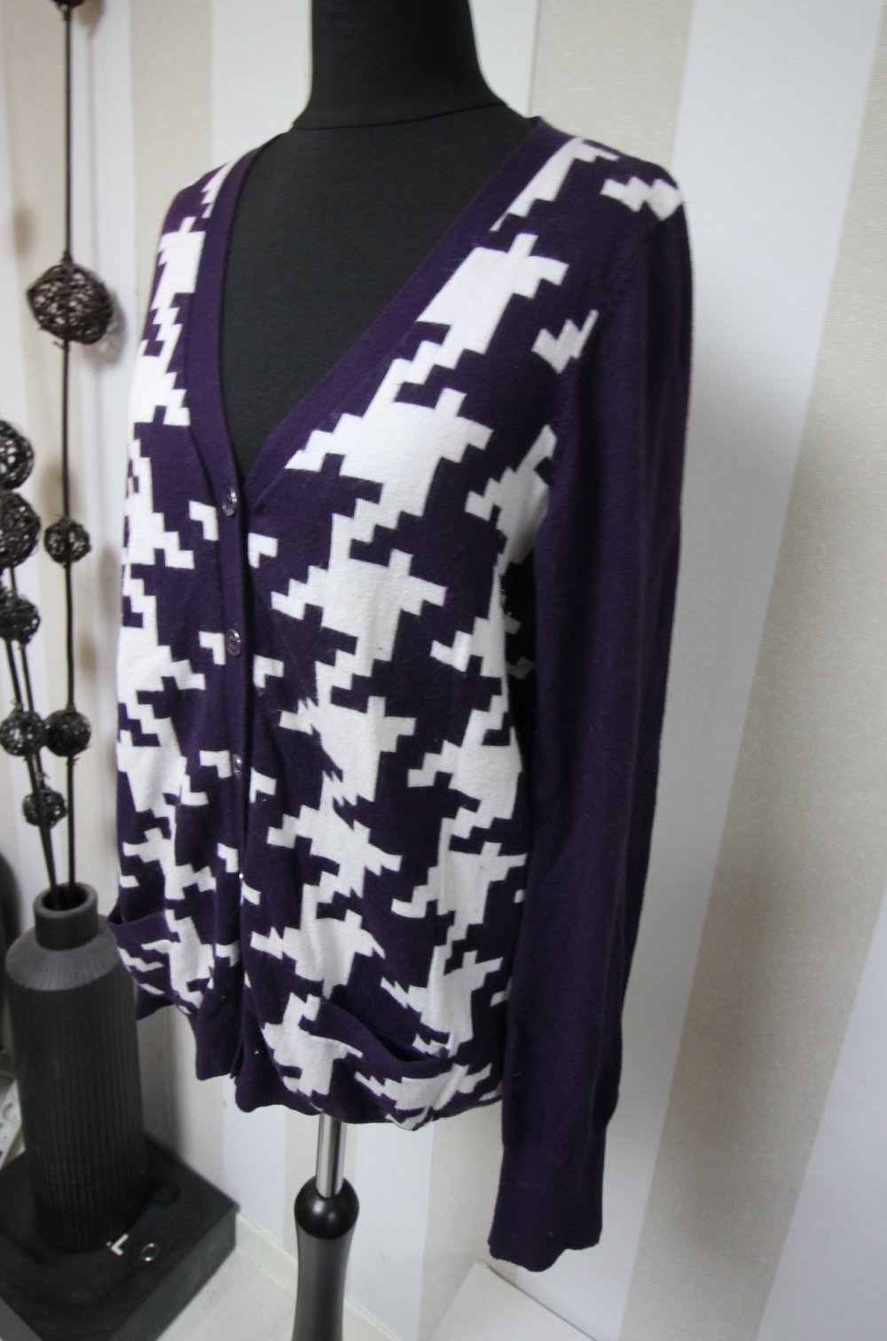 Stockh Lm Strickjacke Hahnentritt Muster Jacke Herbst