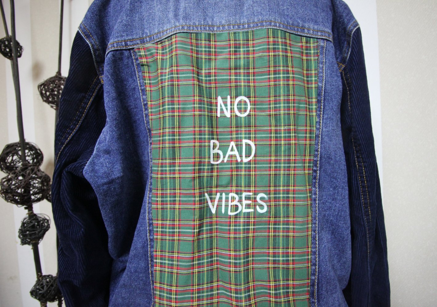 Jeansjacke Statement Blogger Hipster No Bad Vibes