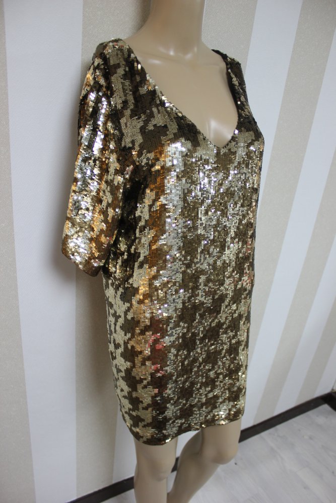 Ashish Designer Pailletten Kleid Abendkleid Hahnentritt Muster mix