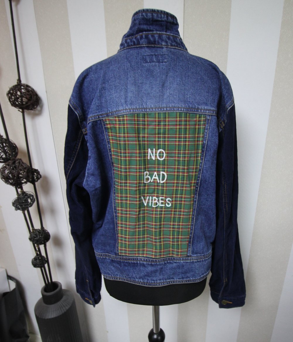 Jeansjacke Statement Blogger Hipster No Bad Vibes