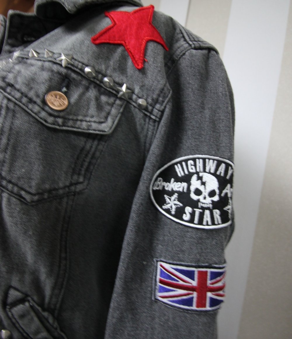 Broken Arrow Jeansjacke Adler Totenkopf Flagge Nieten Studs Statement