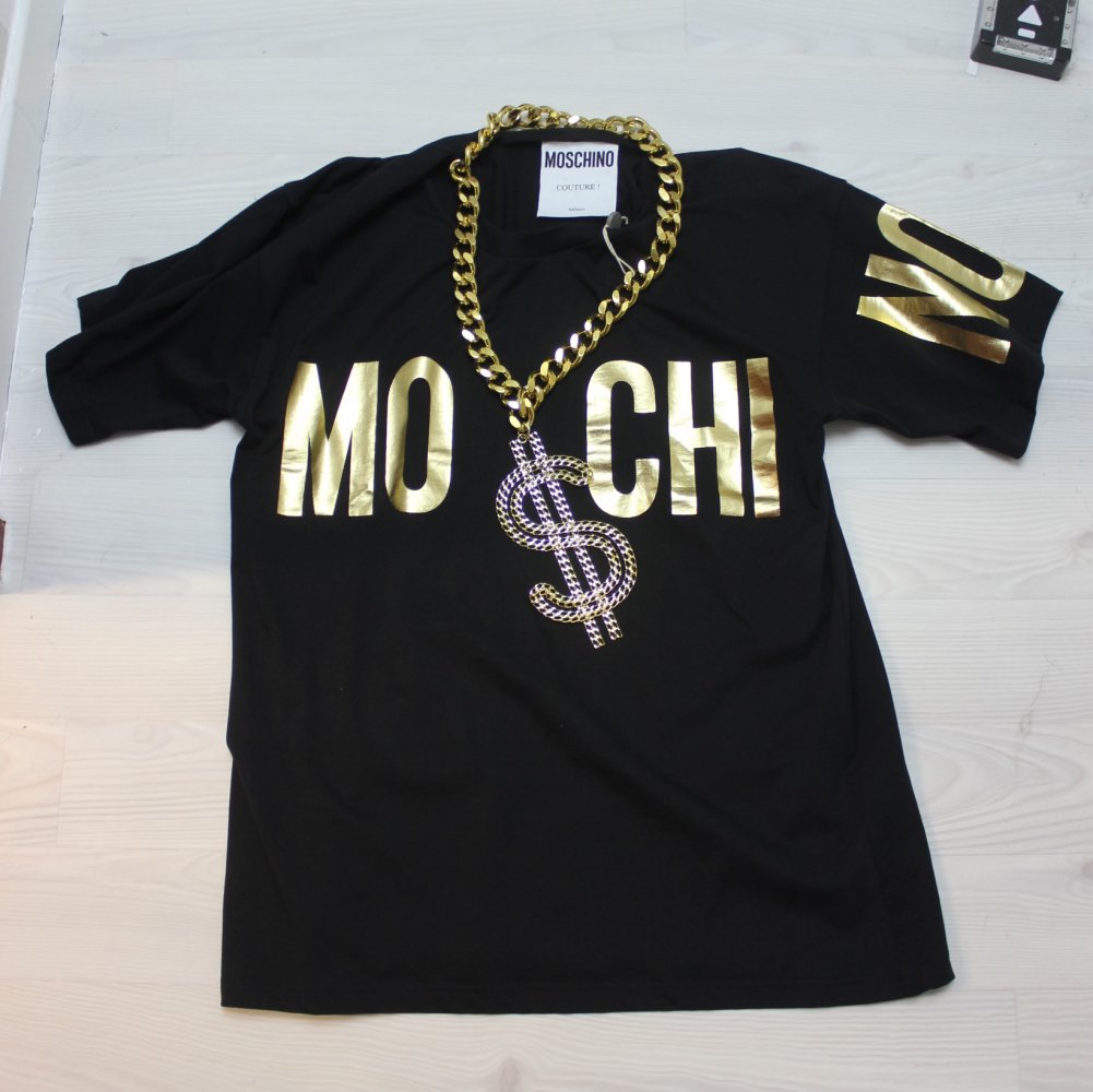 Neu Moschino Couture T-Shirt Dollar Kette Chain Top Shirt Blogger Statement