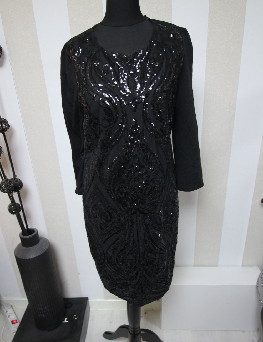 Kleid mit Pailletten Abendkleid Party Cocktailkleid Silvester Weihnachten