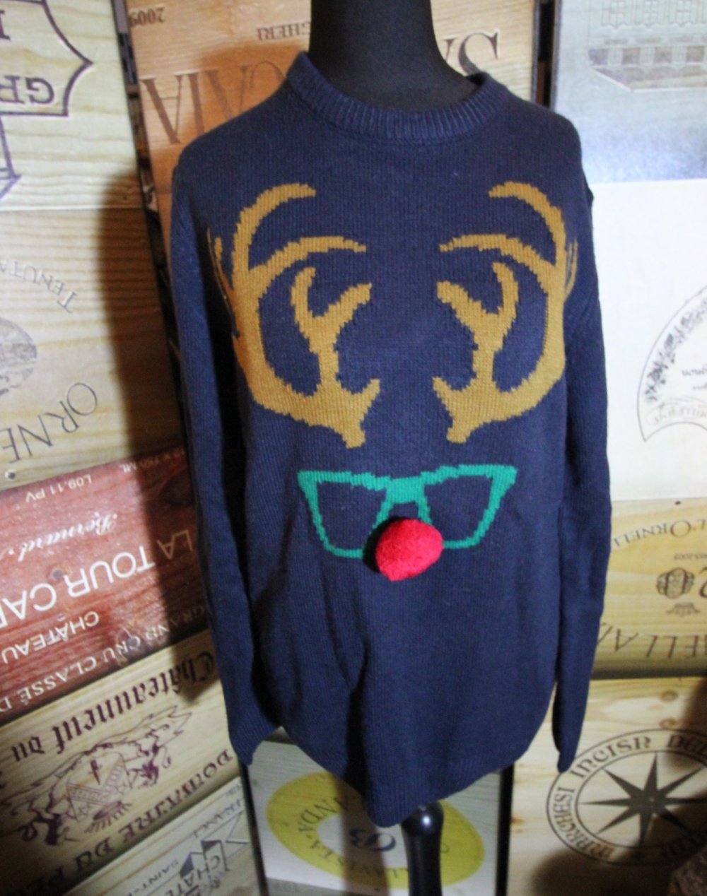 Weihnachtspullover Weihnachtspulli rentier Pom Pom Bommel Strickpulli Herbst Winter