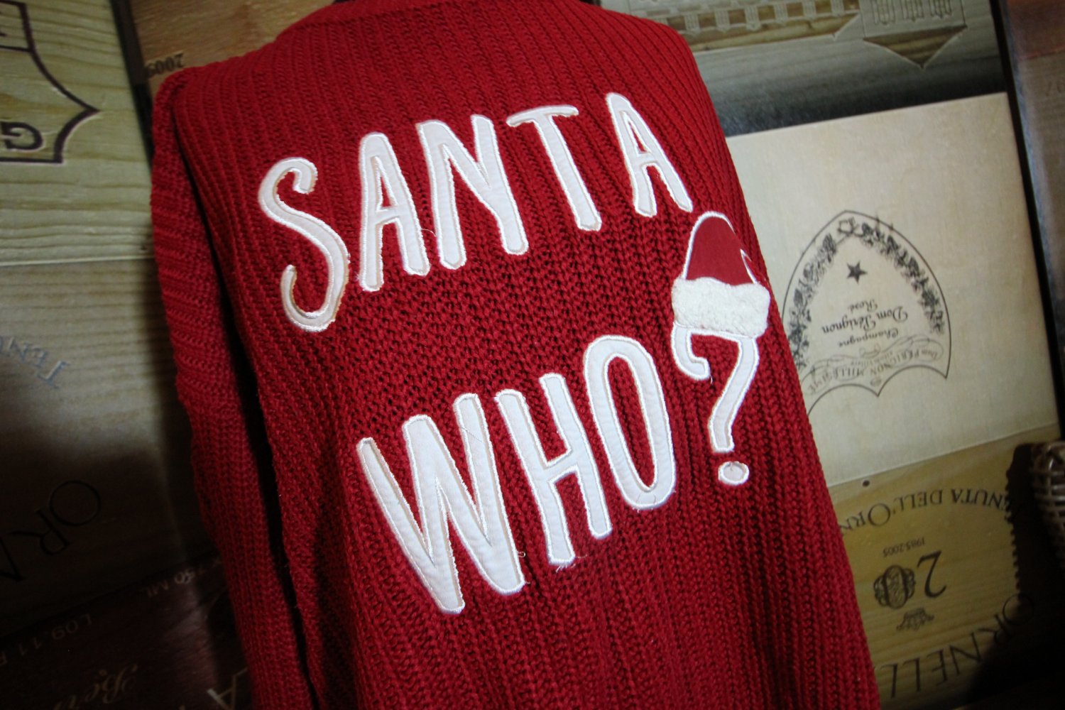 Pullover Santa Who Strickpulli Weihnachtspulli xmas Weihnachtspullover Herbst Winter