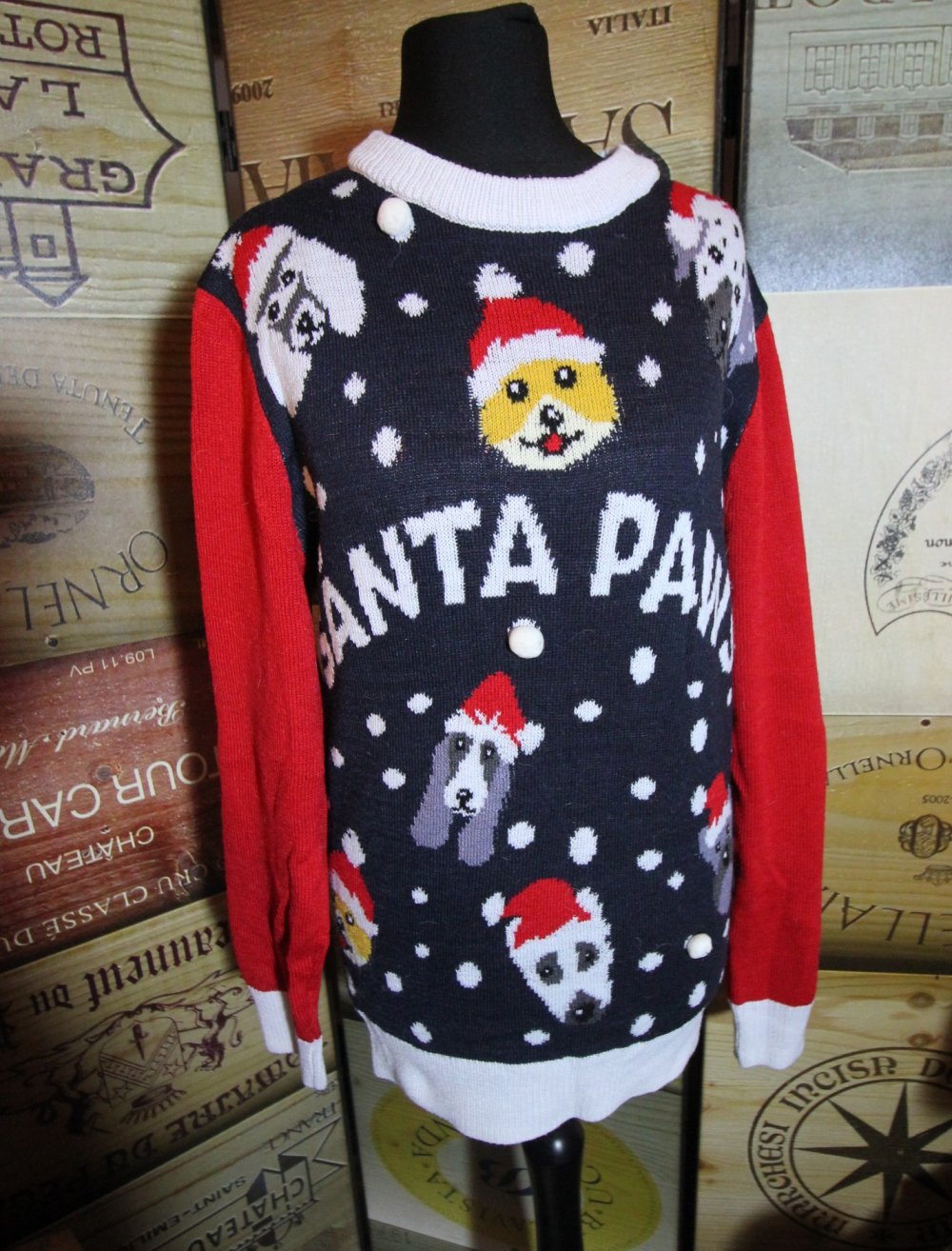 Weihnachtspulli Weihnachtspullover Santa Paws Hunde Animal xmas Herbst Winter