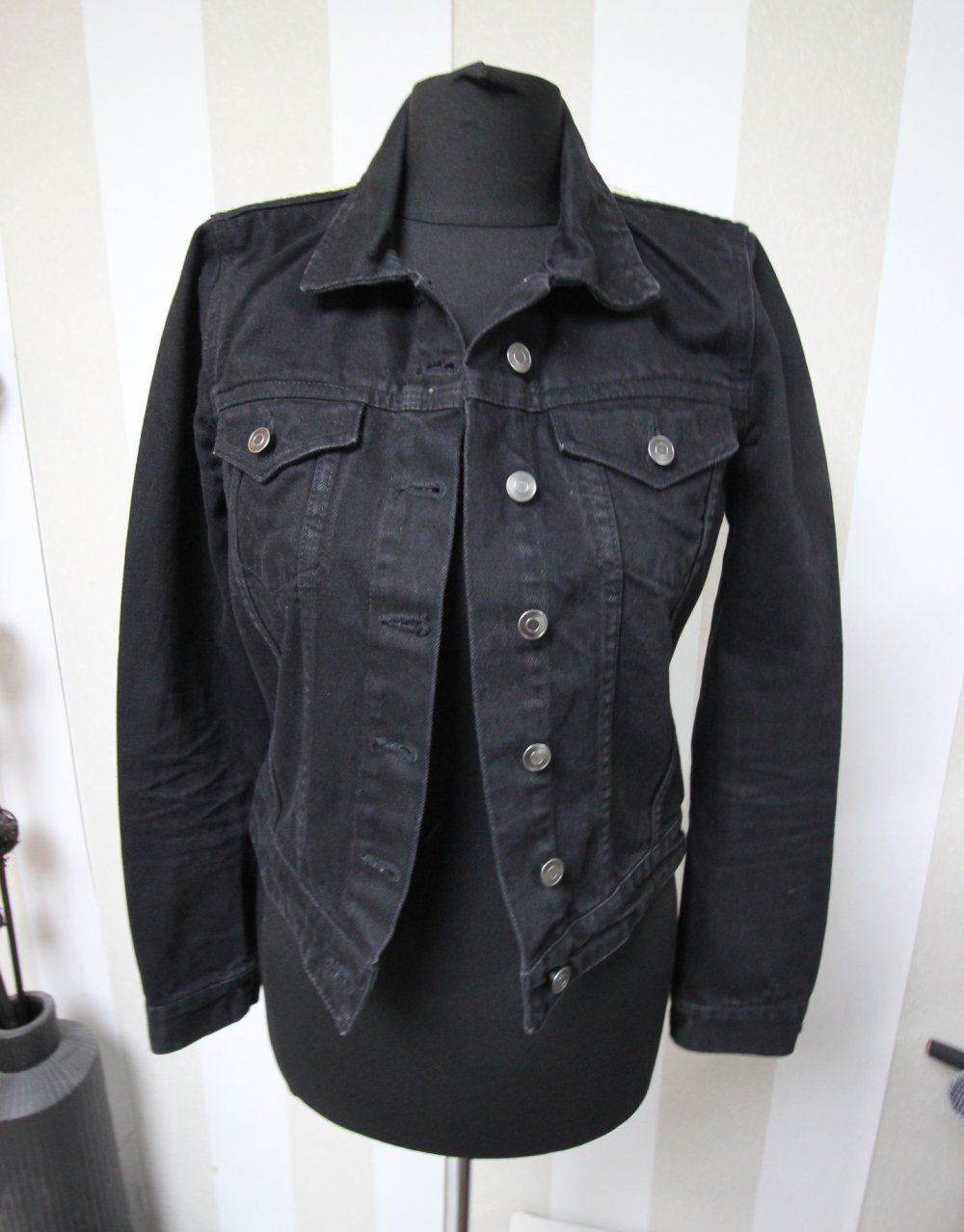 Jeansjacke bunt Muster mix Festival Hippie Boho Sommer Herbst chic
