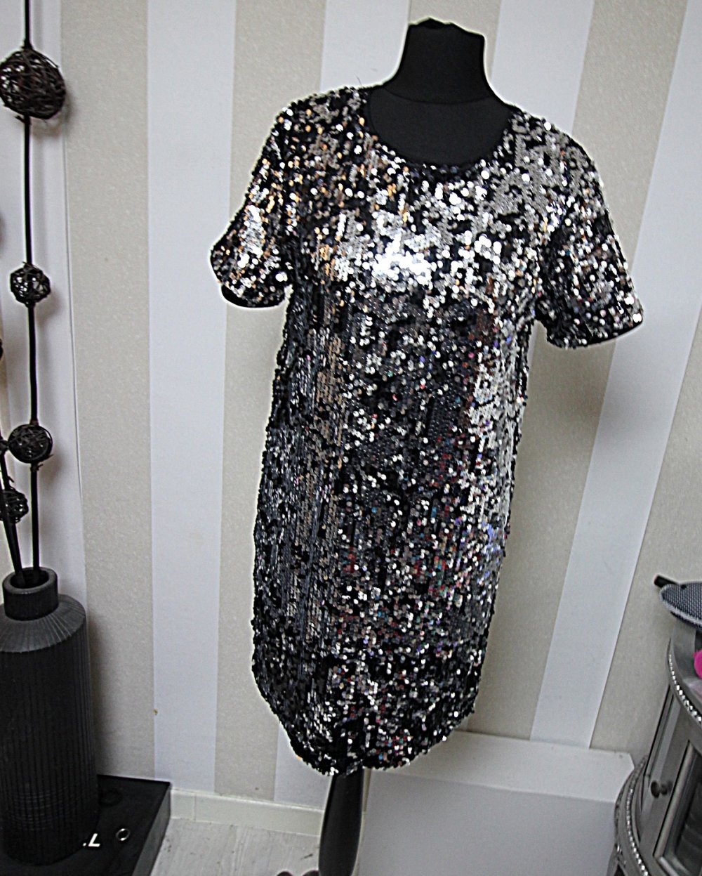 Neu Pailletten Kleid Bik Bok Abendkleid Party Cocktailkleid Silvester Weihnachten