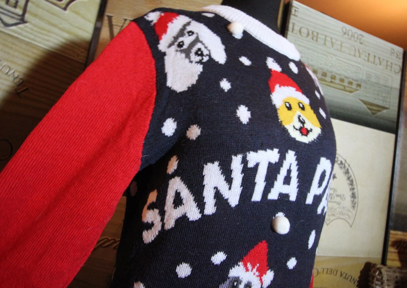 Weihnachtspulli Weihnachtspullover Santa Paws Hunde Animal xmas Herbst Winter