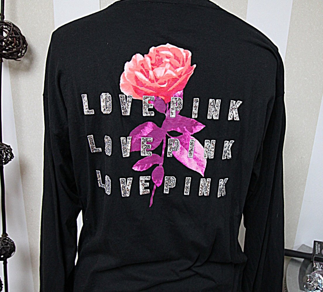 Victoria´s Secret Sweatshirt Pullover Pailletten Bling Blumen Flowers