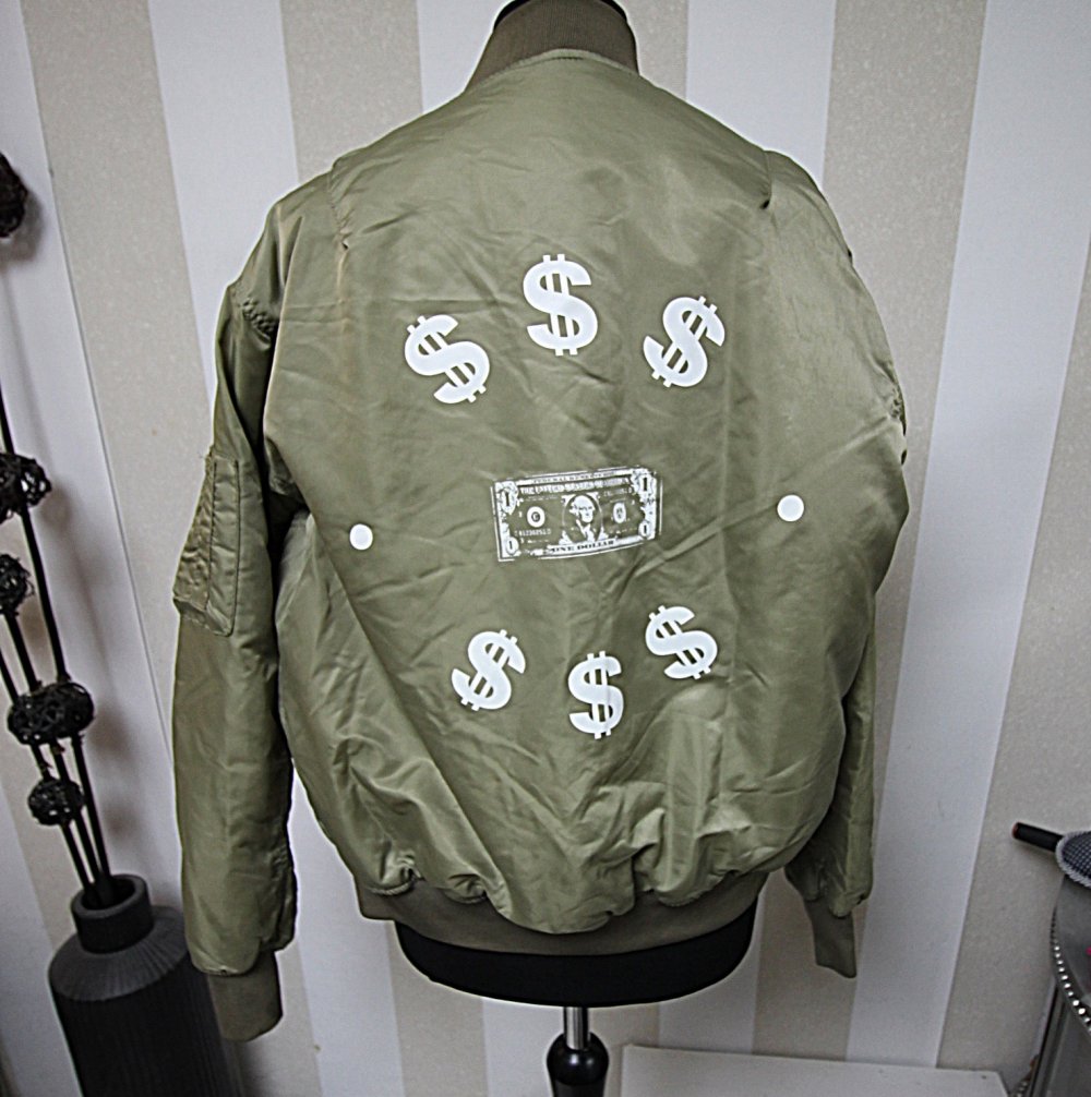 Bomberjacke Dollar Zeichen Cash Hip Hop Rap Statement Hipster Herbst Jacke Trend