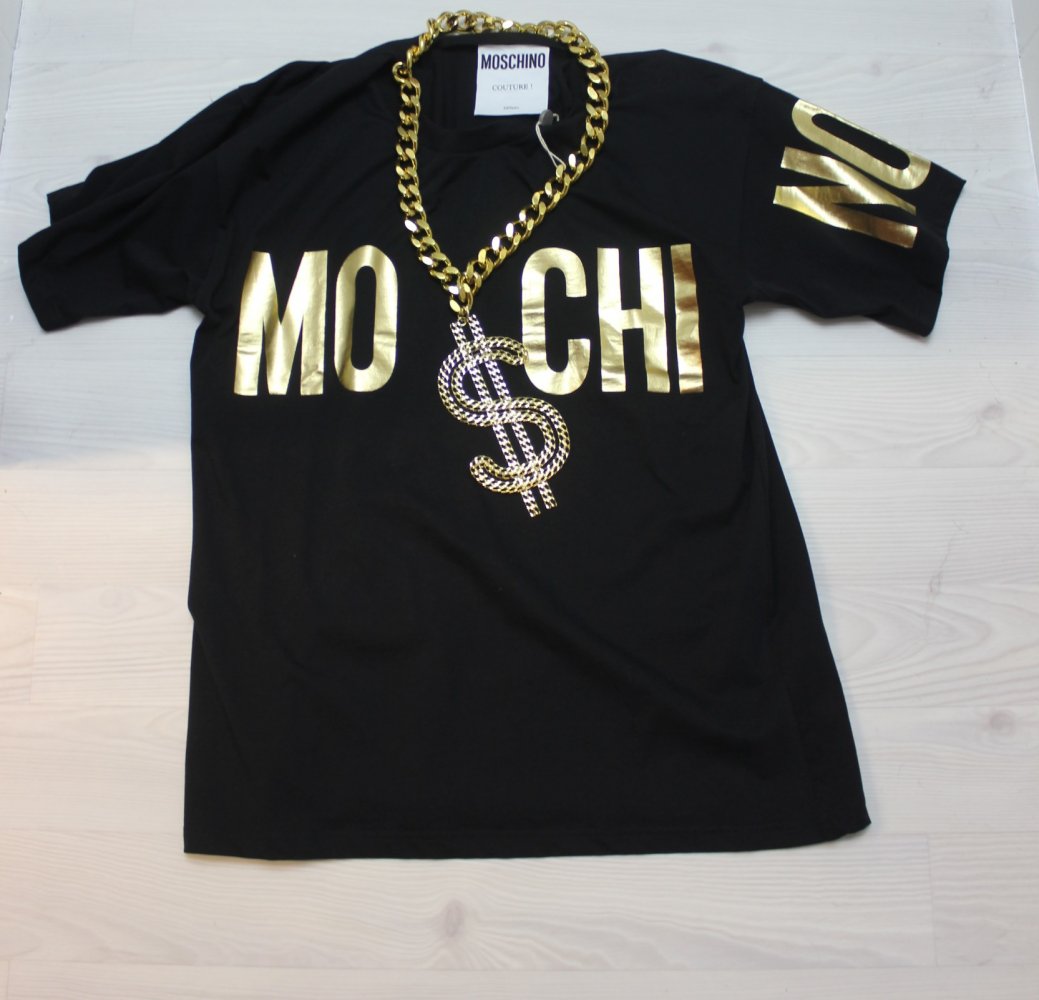 Neu Moschino Couture T-Shirt Dollar Kette Chain Top Shirt Blogger Statement