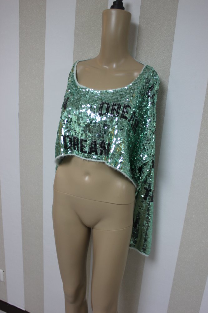 Neu Wildfox Teen Dream Pailletten Crop Pullover Statement Blogger Designer
