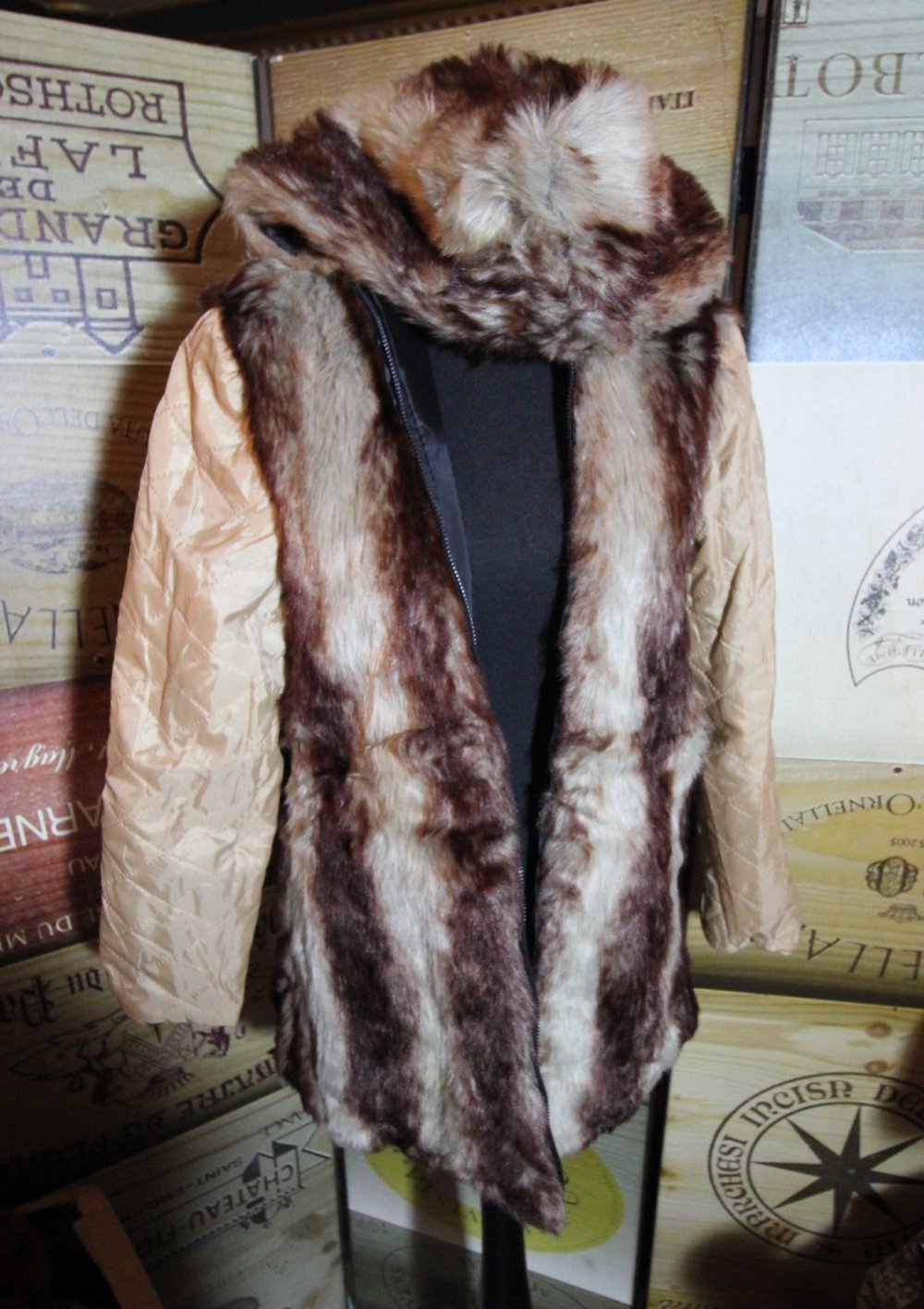 Jacke Longjacke Kunstfell Kunstpelz Faux Fur Kapuze Herbst chic Blogger