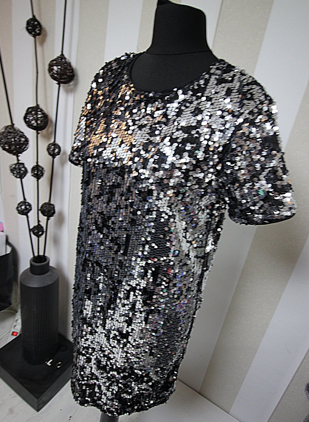 Neu Pailletten Kleid Bik Bok Abendkleid Party Cocktailkleid Silvester Weihnachten