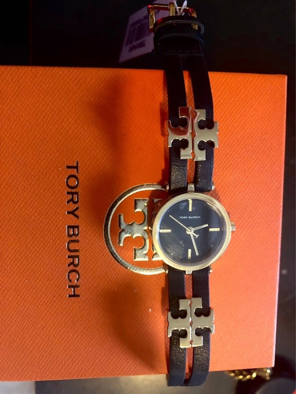 NEU TORY BURCH DESIGNER UHR ARMBAND SCHWARZ / GOLD