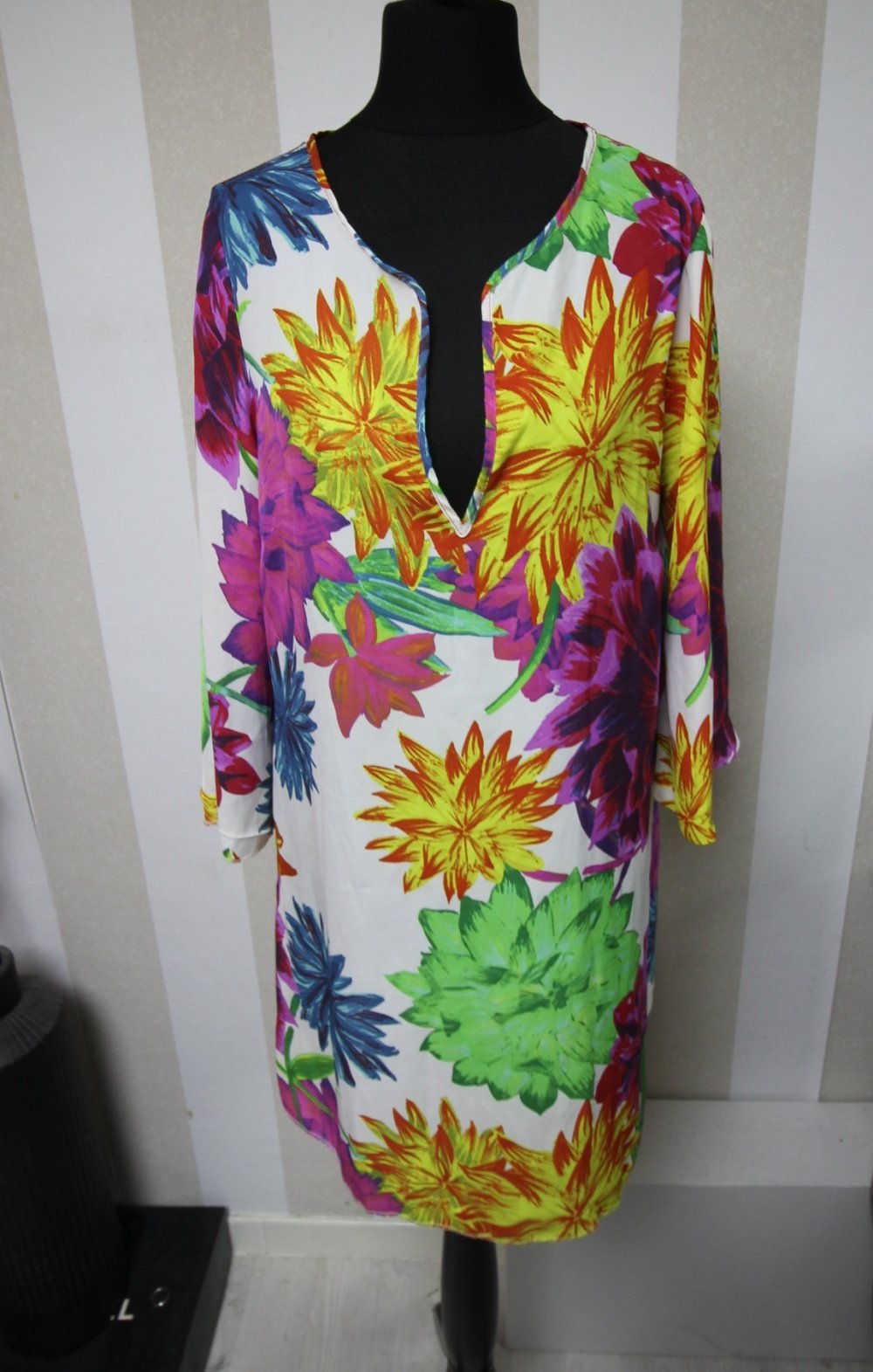 Zara Tunika Kleid Longshirt bunt blumen