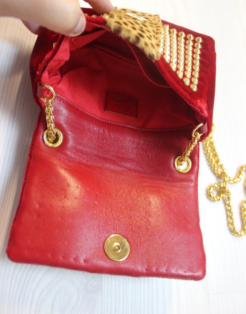  CHRISTIAN LOUBOUTIN Charity Happy Bag Handtasche Nieten Leopard Animal