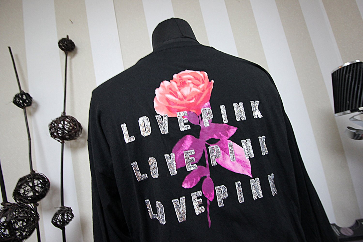 Victoria´s Secret Sweatshirt Pullover Pailletten Bling Blumen Flowers