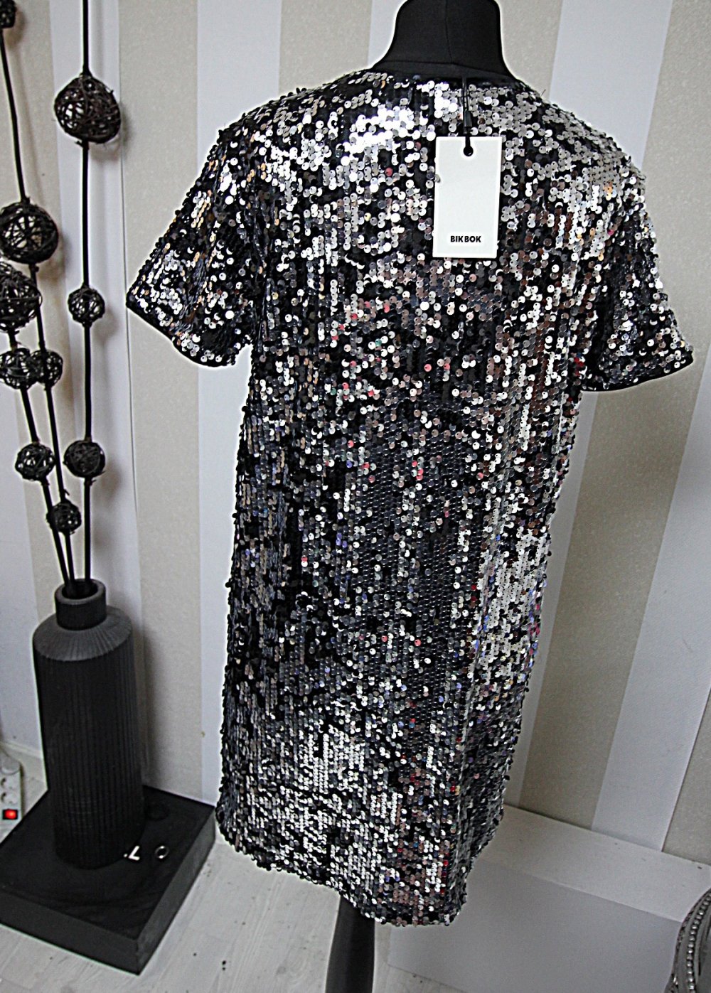 Neu Pailletten Kleid Bik Bok Abendkleid Party Cocktailkleid Silvester Weihnachten