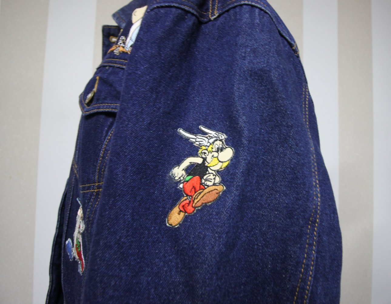 Jeansjacke Asterix Obelix Statement Blogger Vintage Herbst Winter unisex