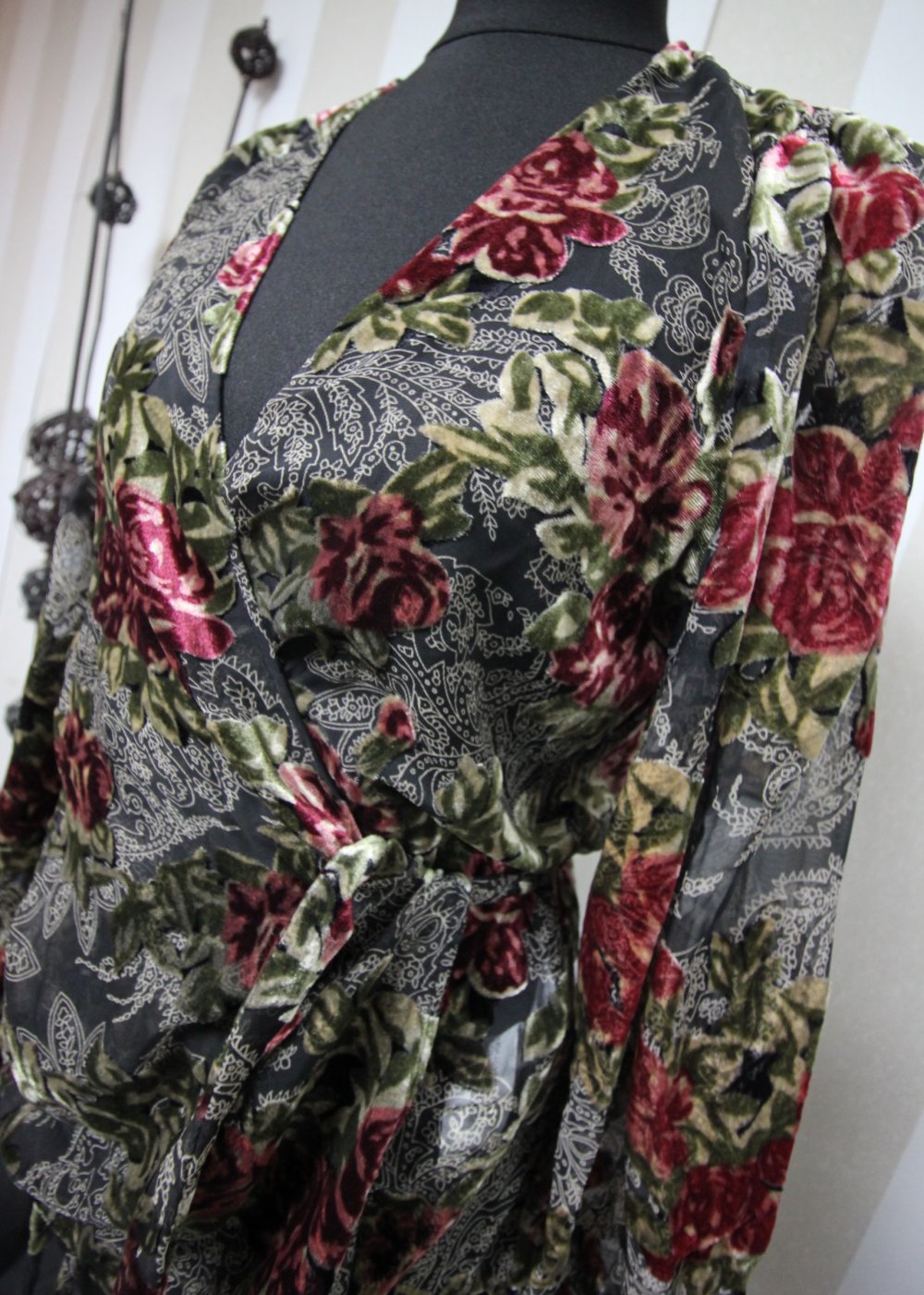 Zara Wickelbluse Blumen transparent Flowers Bluse SHirt