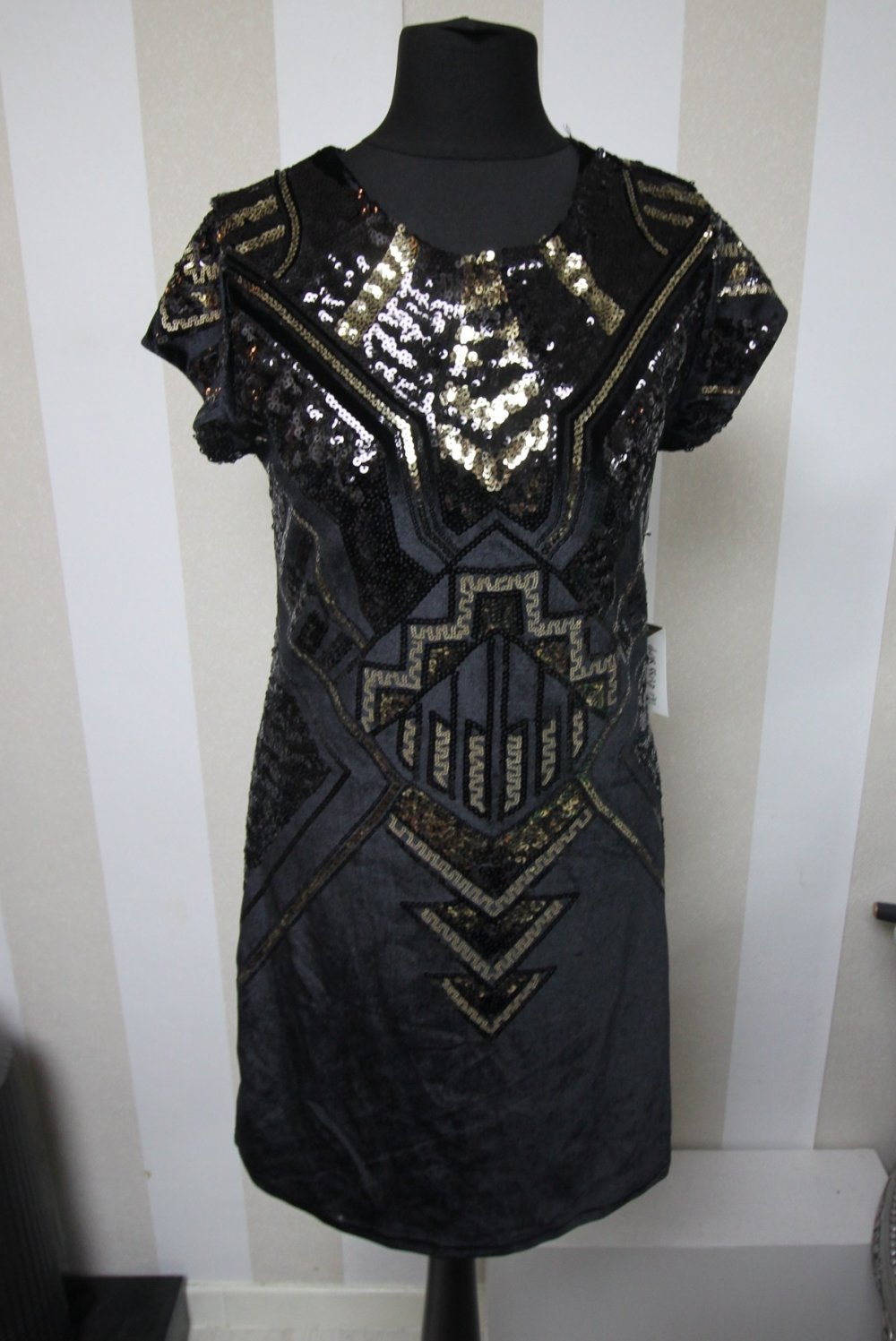 Neu Kleid Pailletten Silvester Party Cocktailkleid