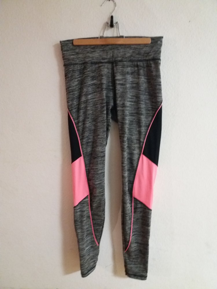 Sport Leggings Highwaist grau meliert und pink