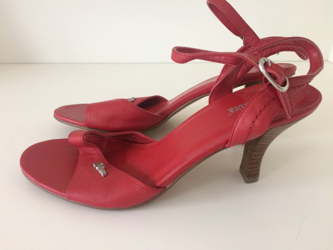 „s. OLIVER „ LEDER ROTE SANDALEN GR. 40