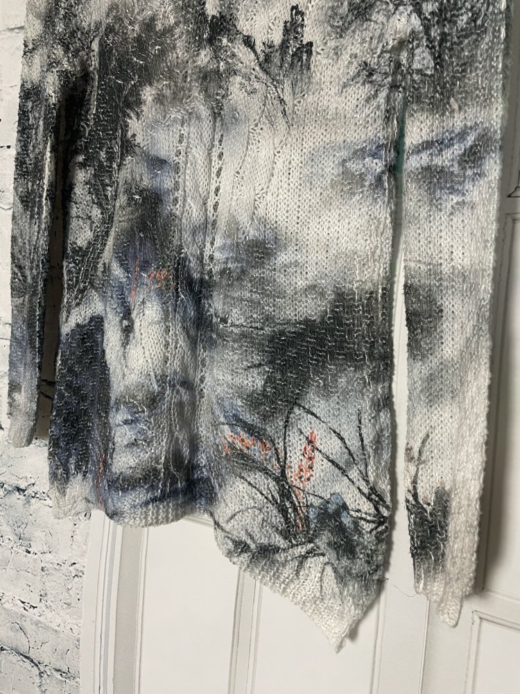 Leichter Strick Pullover grau schwarz