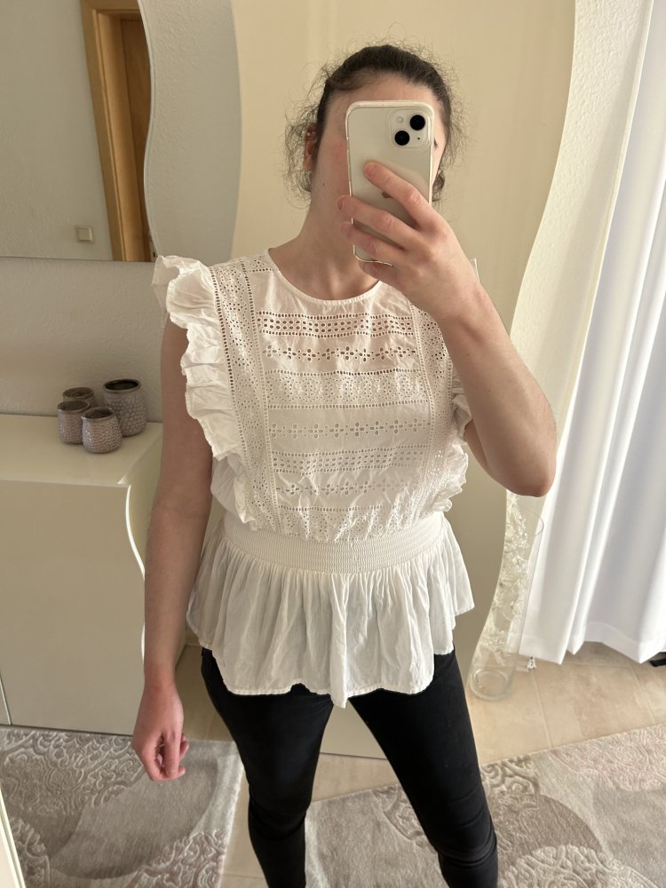 Volantsbluse rüschenbluse bluse baumwollbluse schößchenbluse blogger sommerbluse top 