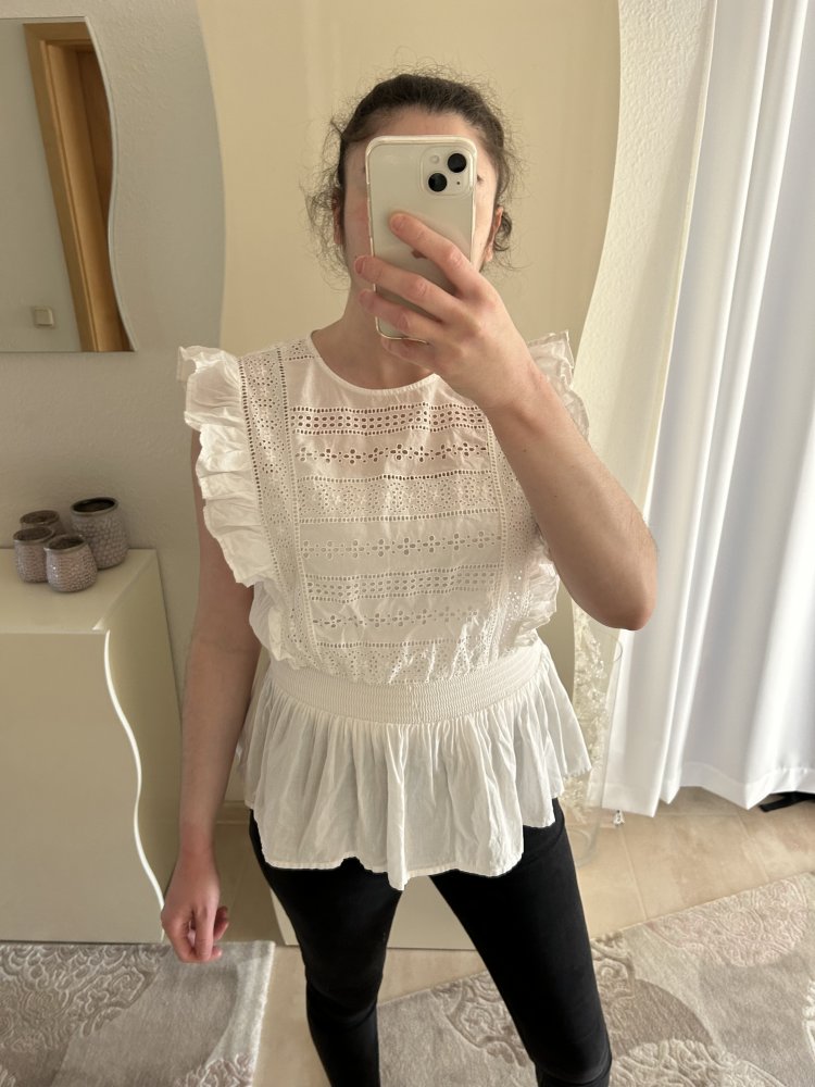 Volantsbluse rüschenbluse bluse baumwollbluse schößchenbluse blogger sommerbluse top 