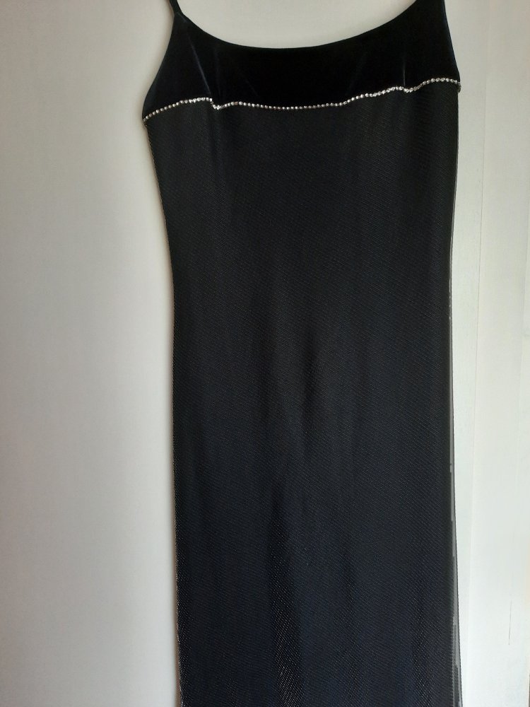 Abendkleid Maxikleid Samtkleid Strass Lurex metallic silber glitzer Weihnachten Silvester